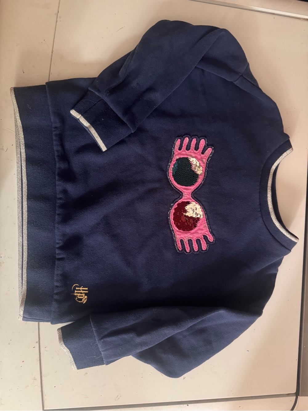 Mini Boden Harry Potter Navy Blue Pullover with Pink Trim